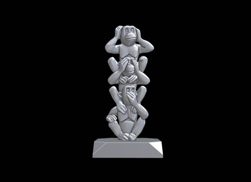 3 Monkeys - I Didn't See I Didn't Hear I Don't Know I372 Gift Bust Figure Unique & Detailed 3D Print Model