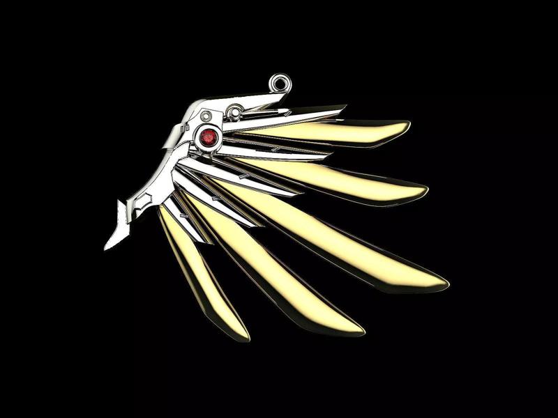 Necklace Mercy wing overwatch 3d printable model Anime jewelry