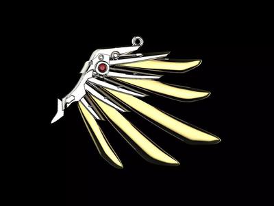 Necklace Mercy wing overwatch 3d printable model Anime jewelry