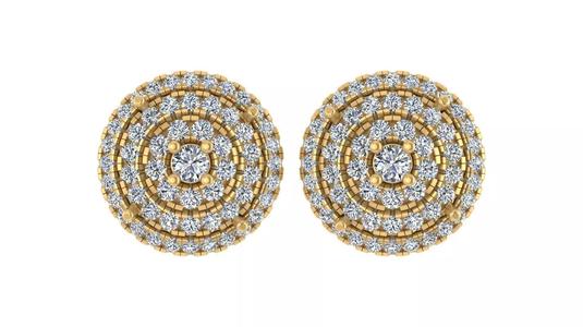 Luxurious Multi-Layered Round Diamond Stud Earrings