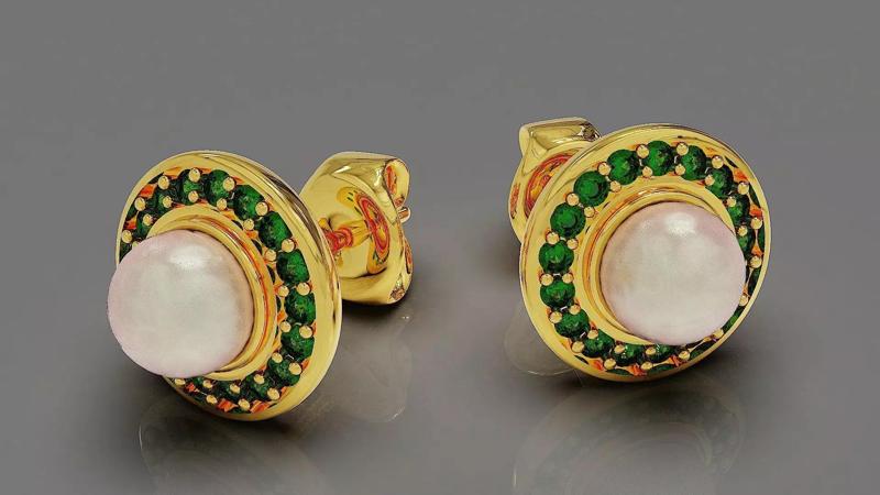 Pearl and diamond halo stud earrings