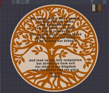 Tree of Life with Lords Prayer and Cross