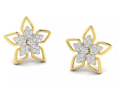 Gold Diamond Women Earring 3D print Model