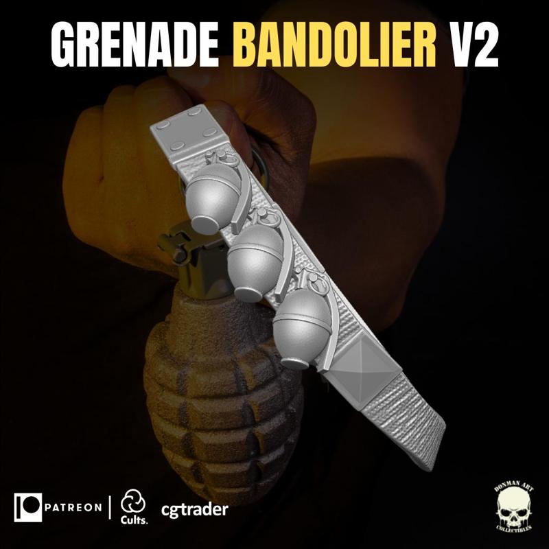 Grenade Baldolier V2 3D printable file for Action Figures