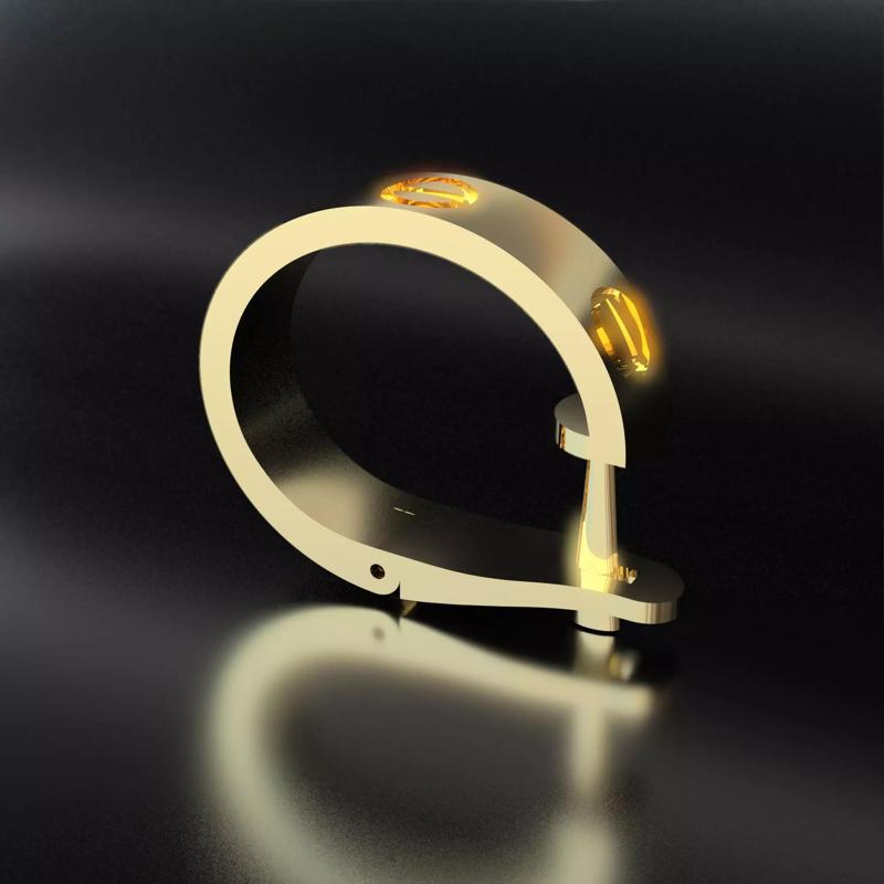 Modern Gold Hoop Earring with Bezel-Set Gemstones