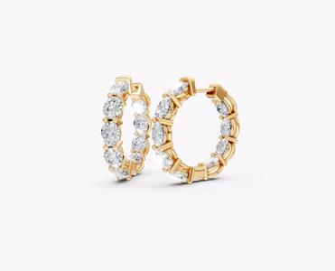 N ER012  Oval cut diamond eternity huggie earring