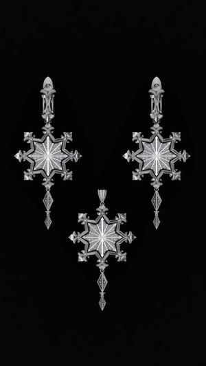 Snowflake Pendant and Earrings - adapted from a generated photo