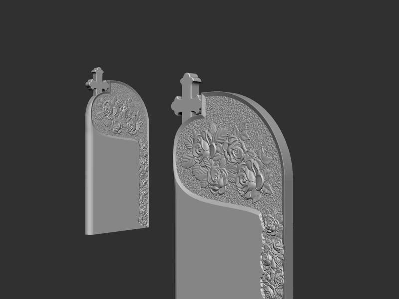 Memorial Tombstone with roses for cnc Carving