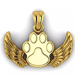 Dog Paw Print Wings Pendant  Footprint Necklace Memorial Jewelry