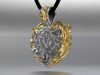 Jewelry Animal Tiger Pendant with Patterns 0323 Stl 3dm Fbx