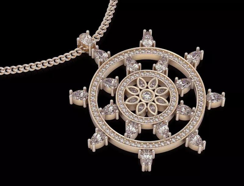 Anchor pendant sterling gold printable jewelry 3D model