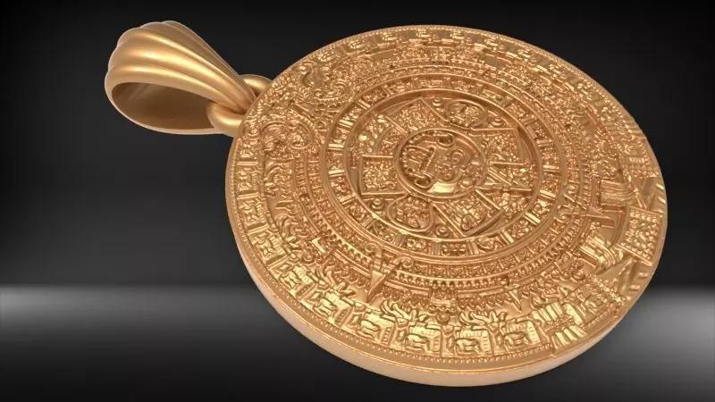Ancient Aztec Mayan Sun Calendar Maya Pendant Necklace Jewelery