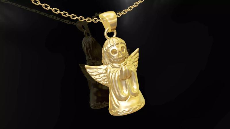 Angel Death Statue Sculpture pendant jewelry gold