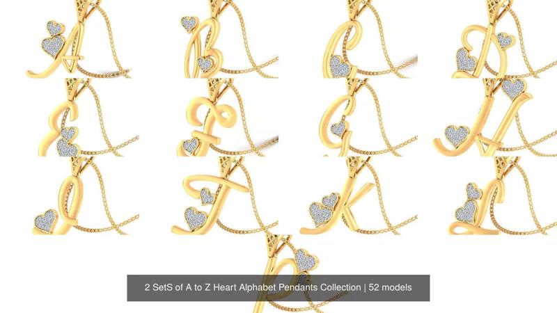 Two Set of A to Z Heart Alphabet Pendants Collection