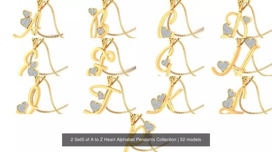 Two Set of A to Z Heart Alphabet Pendants Collection