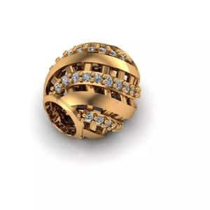 Jewelry gold bead with diamonds