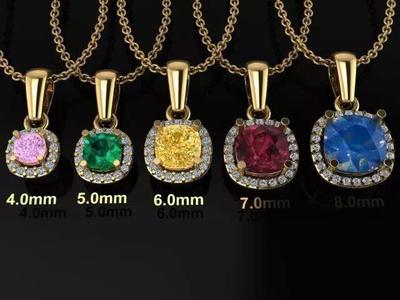 Dainty Diamond Halo Cushion Pendant With Bell Mix Size