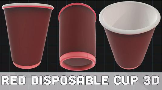 Red Disposable Cup Realistic Plastic Coffee Cup