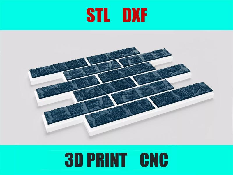 Brick Wall Panel 3D Model for CNC  Mold Making  STL STEP DXF