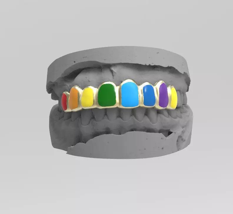 grillz rainbow colored grill on tooth