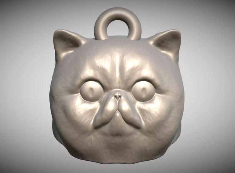 Exotic Shorthair cat head key ring for 3D printing