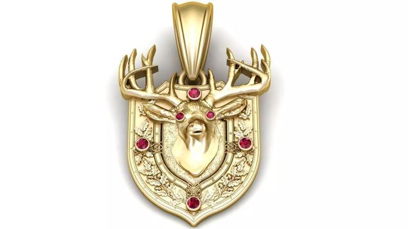 Majestic Stag Shield Pendant