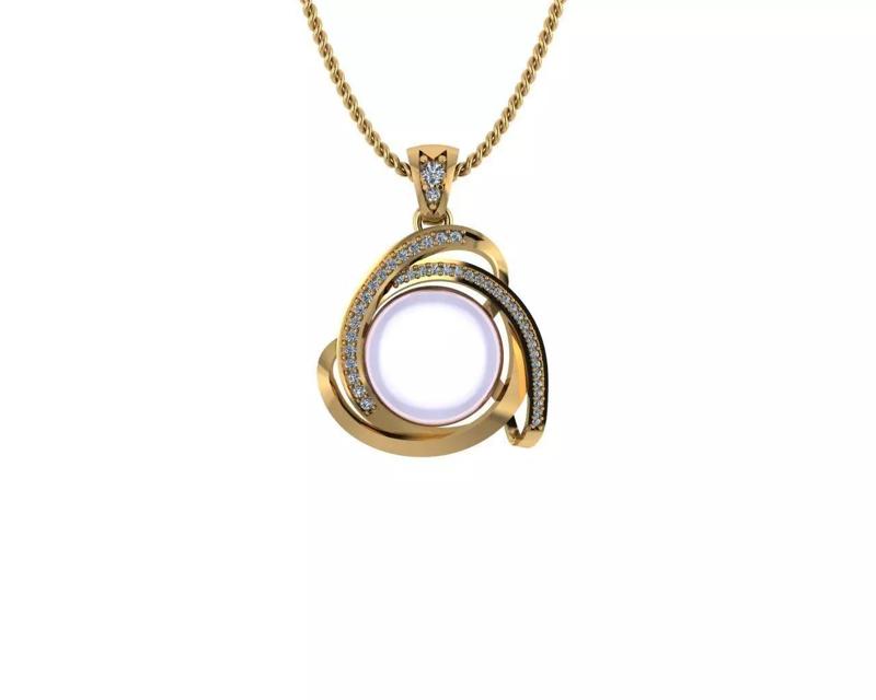 Pendant with pearl and diamonds