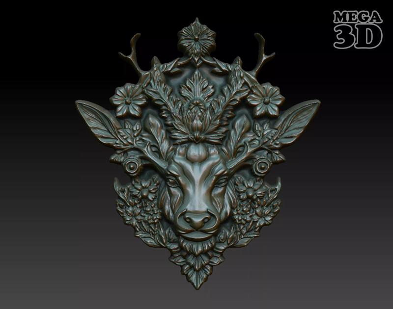 Stag Pendant Bas Relief 03 230612