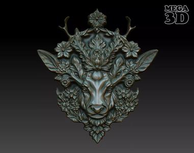 Stag Pendant Bas Relief 03 230612