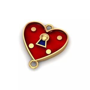 Jewelry gold heart with lock and key