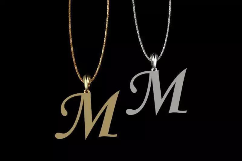Letter M NECKLACE 3D print model