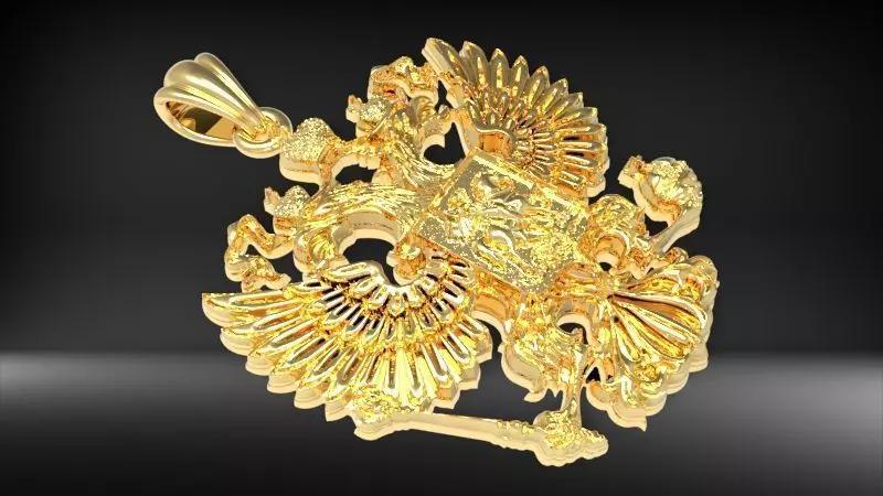 Russian Federation Coat of Arms Pendant light weight hollow