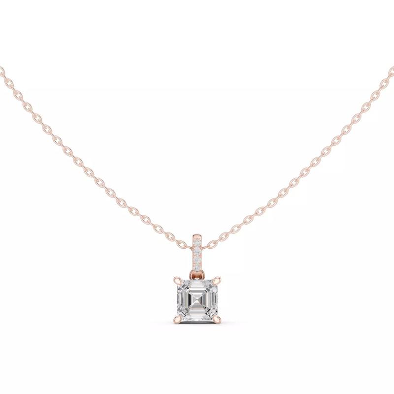 Hidden Halo Asscher Diamond Pendant Woman Necklace 3dm STL Video