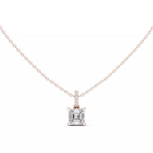 Hidden Halo Asscher Diamond Pendant Woman Necklace 3dm STL Video