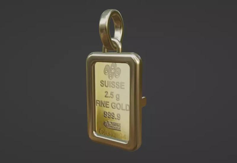 Gold pamp bar Credit Suisse frame mount pendant