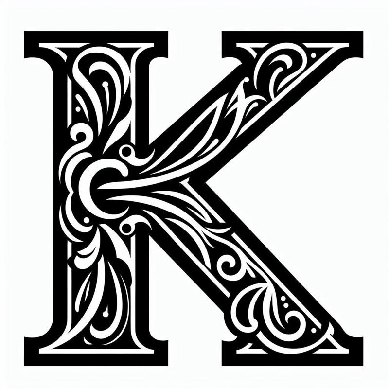Frottage creation: letter K (version 3)
