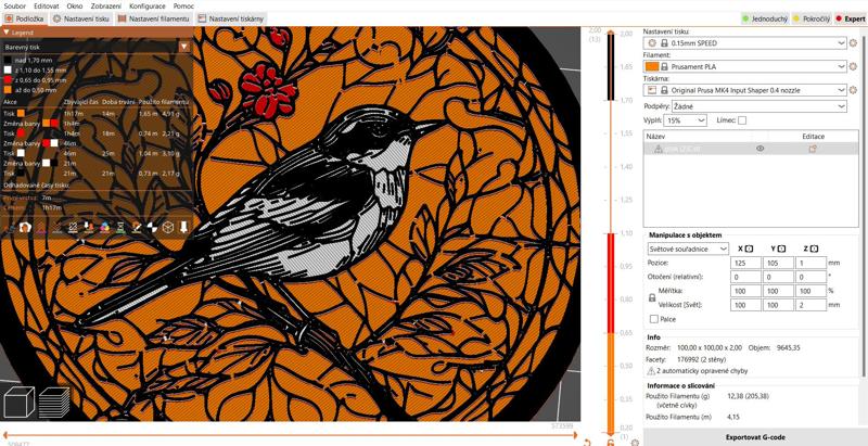 A bird on a branch (four colours)