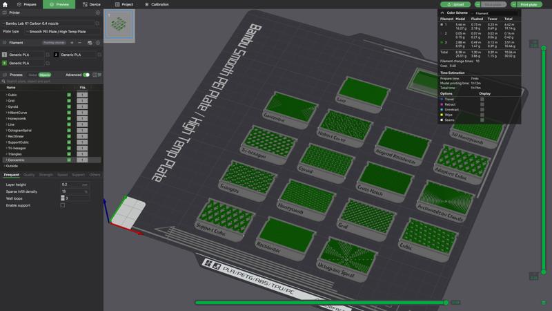 BambuStudio Infill Sample Swatches