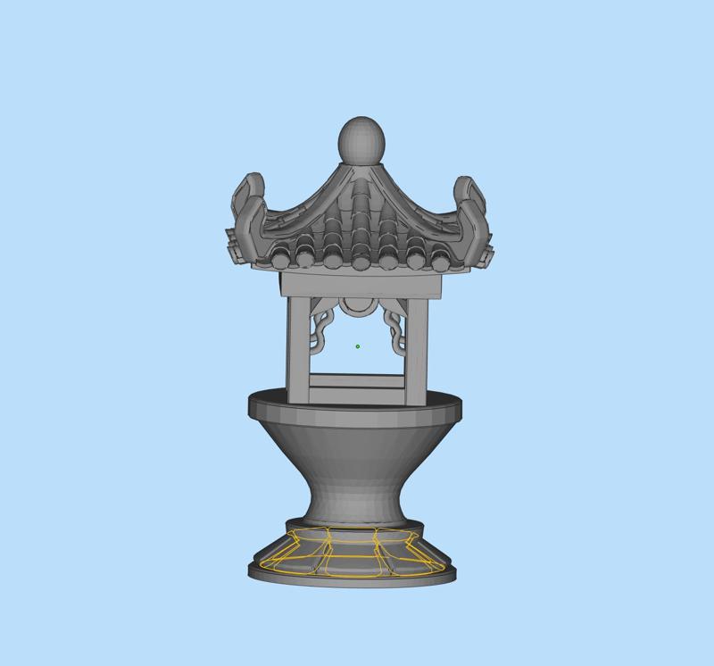Oriental Chinese style outdoor floor lamp stone column lighting scene model