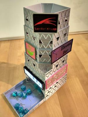 Collapsible skyscraper dice tower