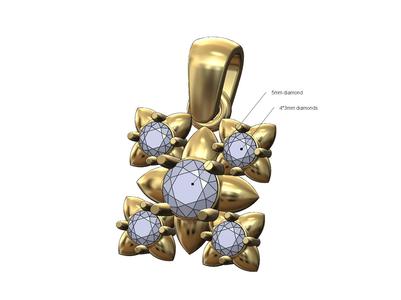 Diamond spiked settings cluster pendant charm 3D print model