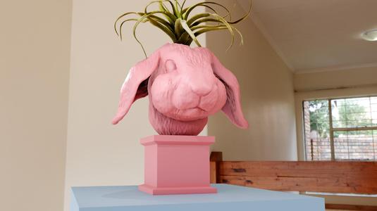 bunny rabbit bust planter pot flower vase stl