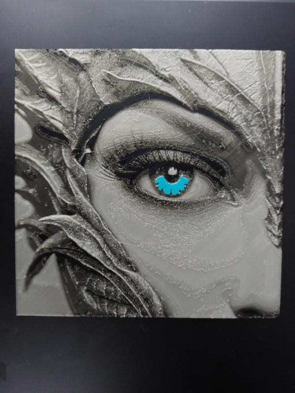 Hueforge Dragon rider with blue eye