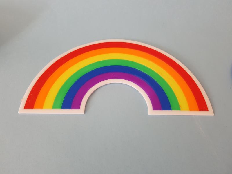 multi-coloured rainbow.