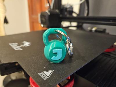 Kettlebell Keychain with face cut for logo