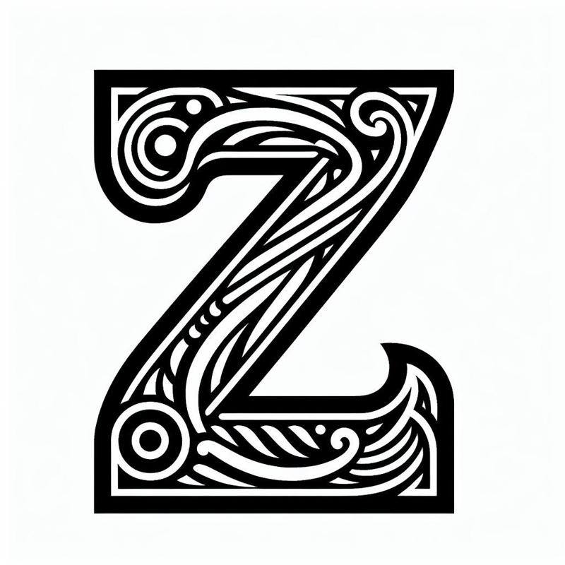 Frottage creation: letter Z (version 5)