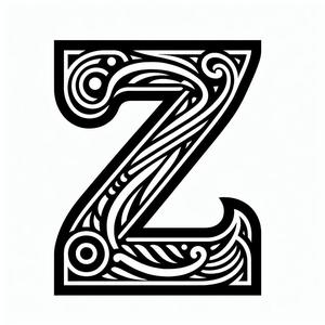 Frottage creation: letter Z (version 5)