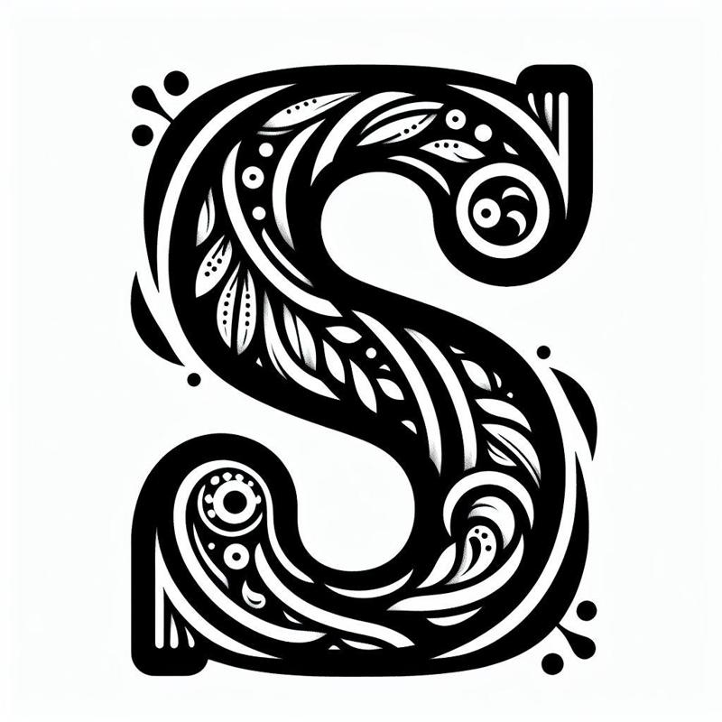 Frottage creation: letter S (version 3)