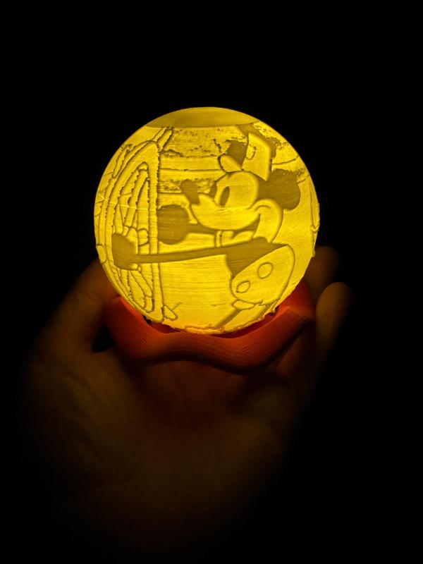 Steamboat Willy Mickey Mouse Globe Lithophane