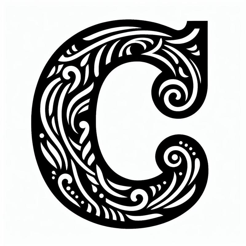 Frottage creation: letter C (version 4)